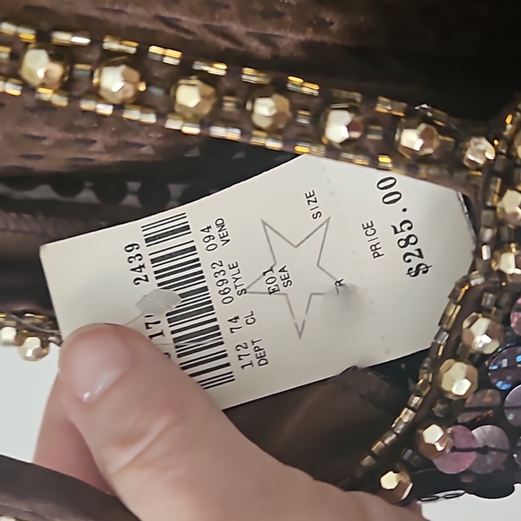 NITELINE Vintage Della Roufogali Bronze Sequinhalter longevening gown.Size4 NWT - Picture 13 of 16